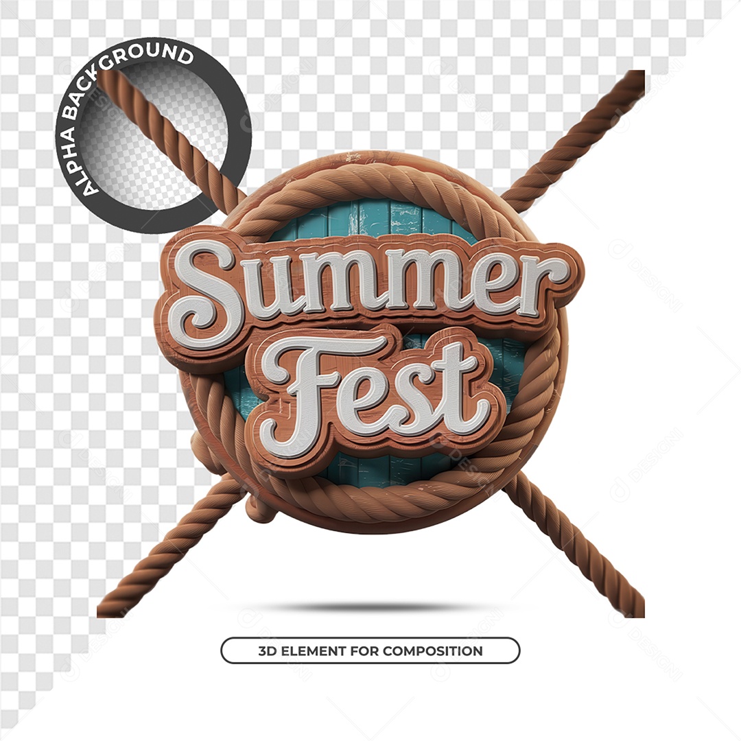 Summer Fest Selo 3D Para Composição PSD