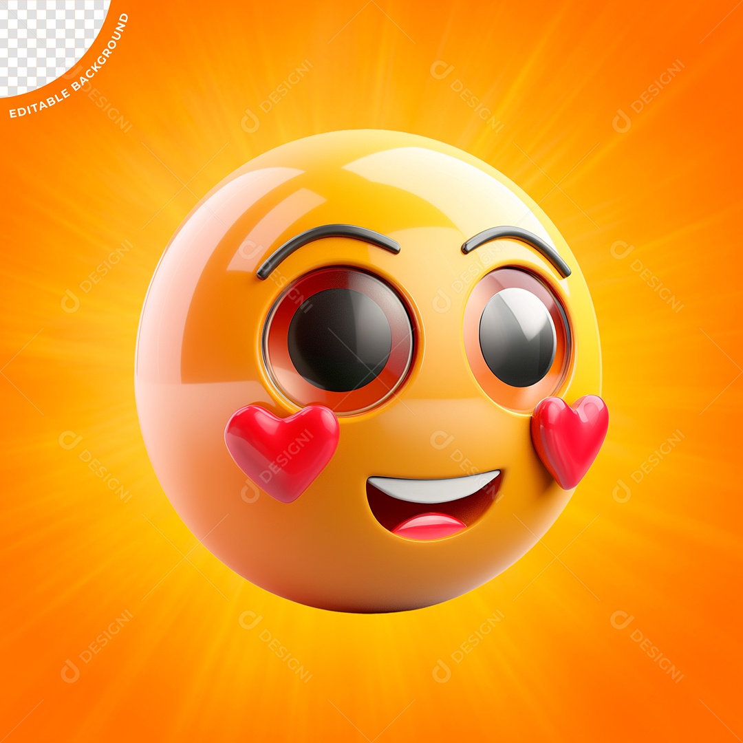 Emoji Apaixonado Elemento 3D para Composição PSD