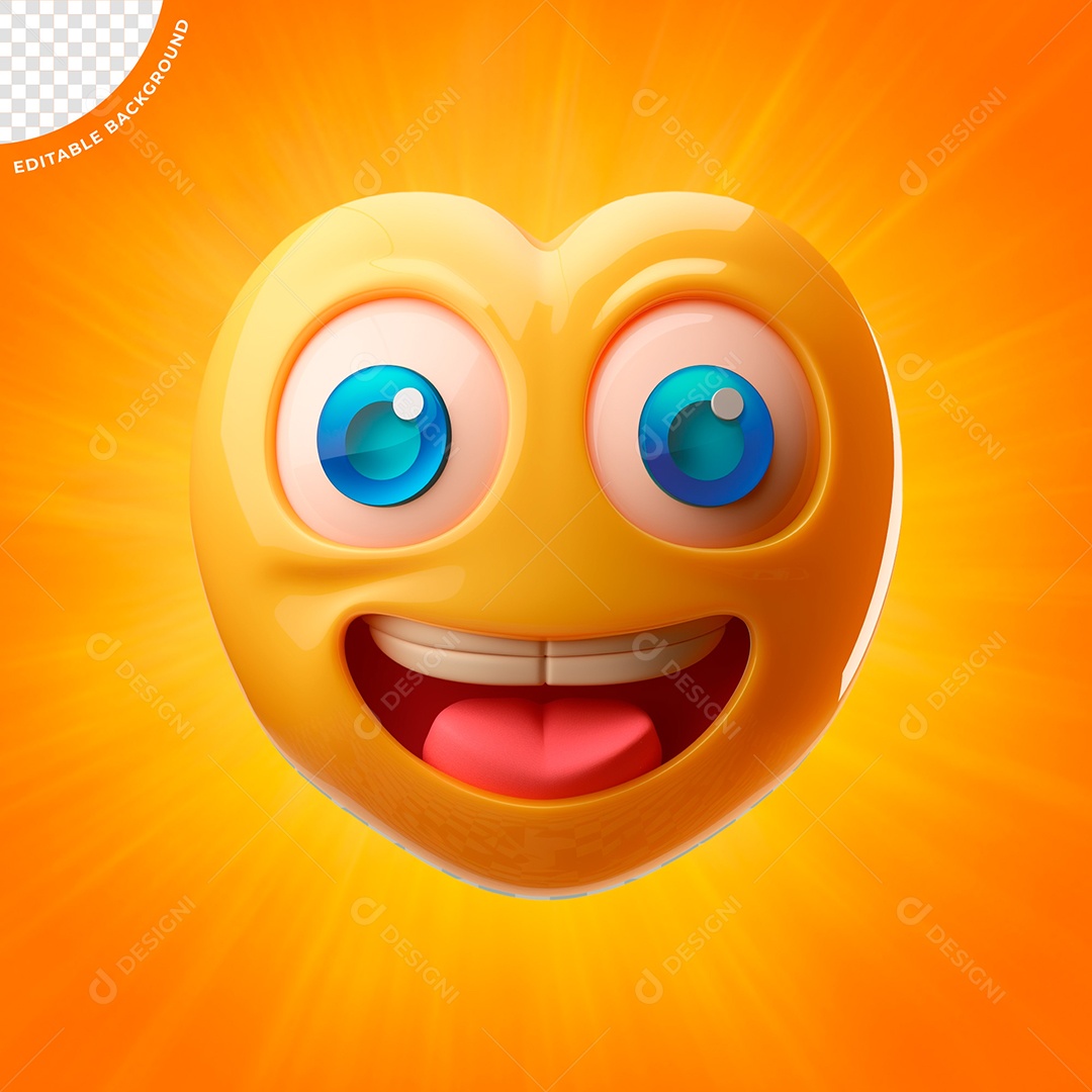 Emoji Sorrindo Elemento 3D para Composição PSD
