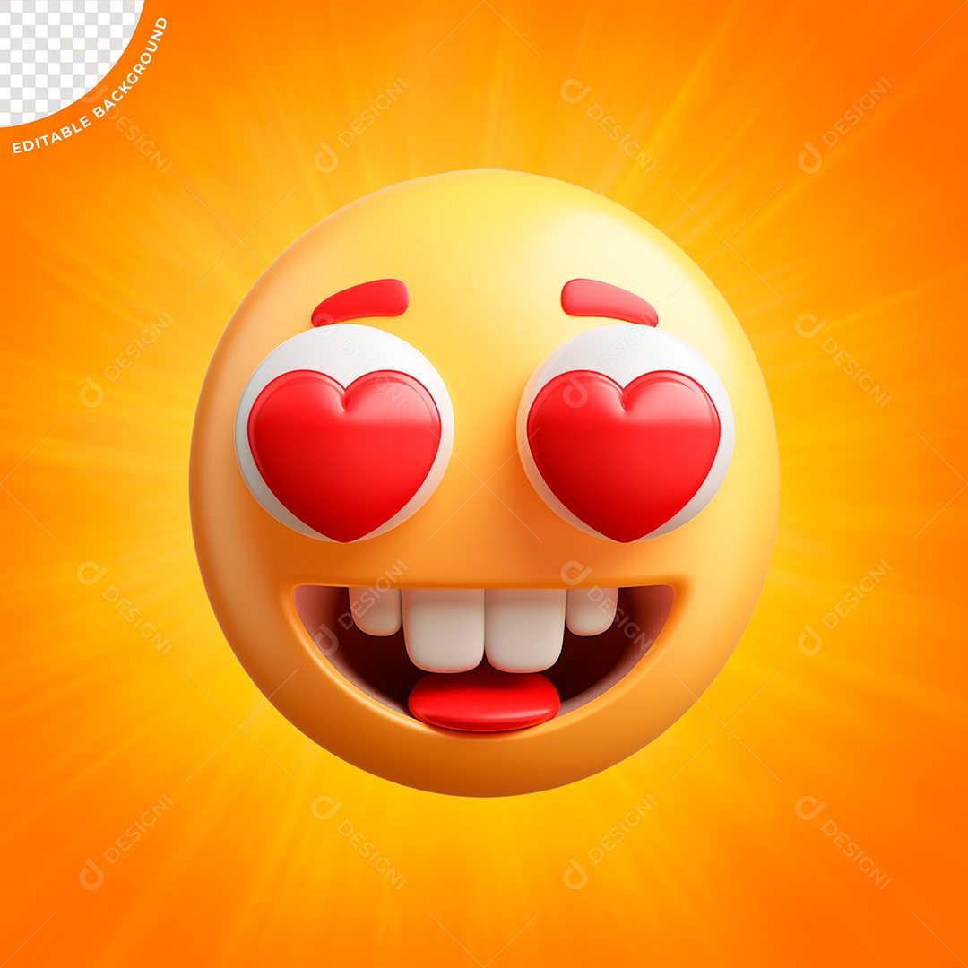 Emoji Apaixonado Elemento 3D para Composição PSD