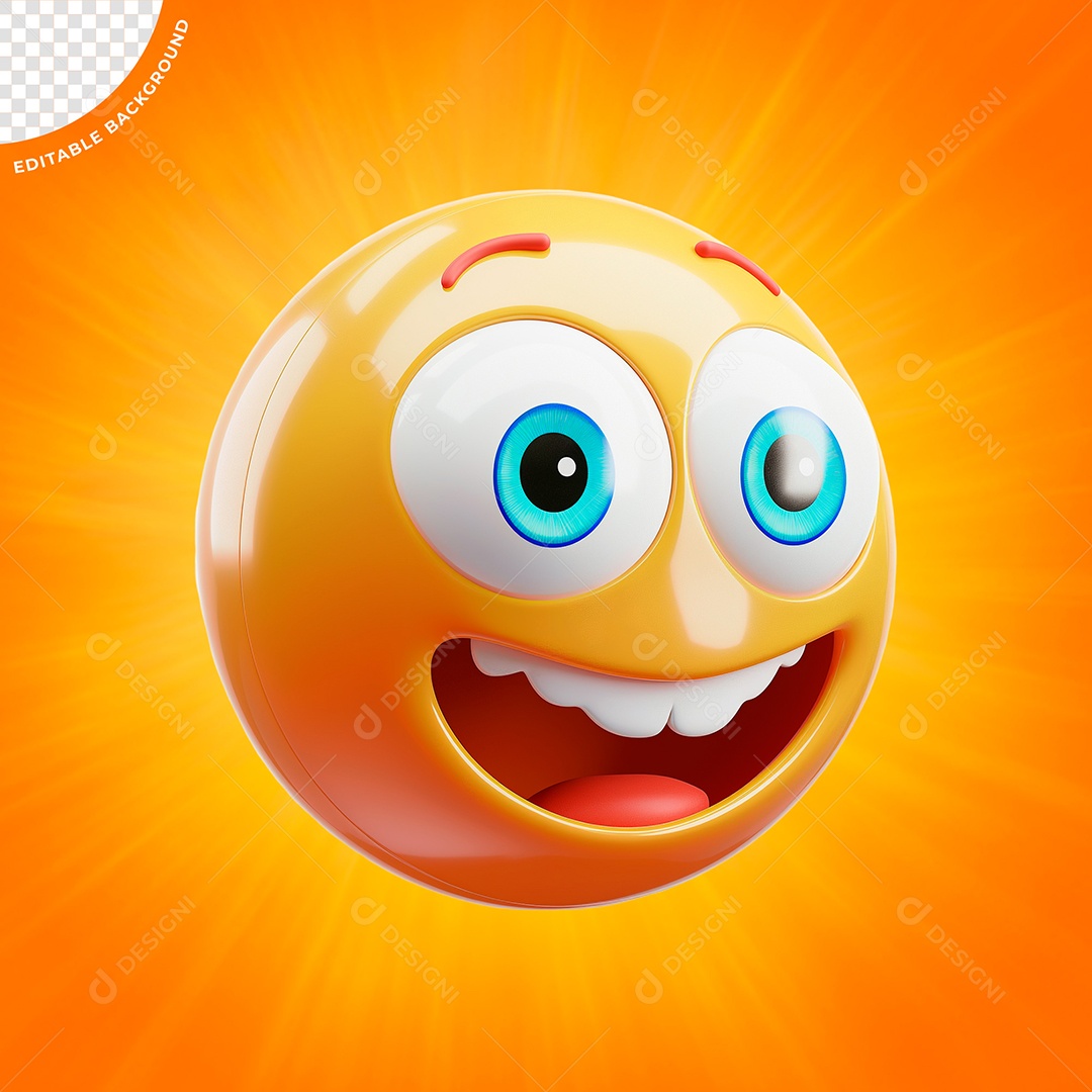 Emoji Sorrindo Elemento 3D para Composição PSD