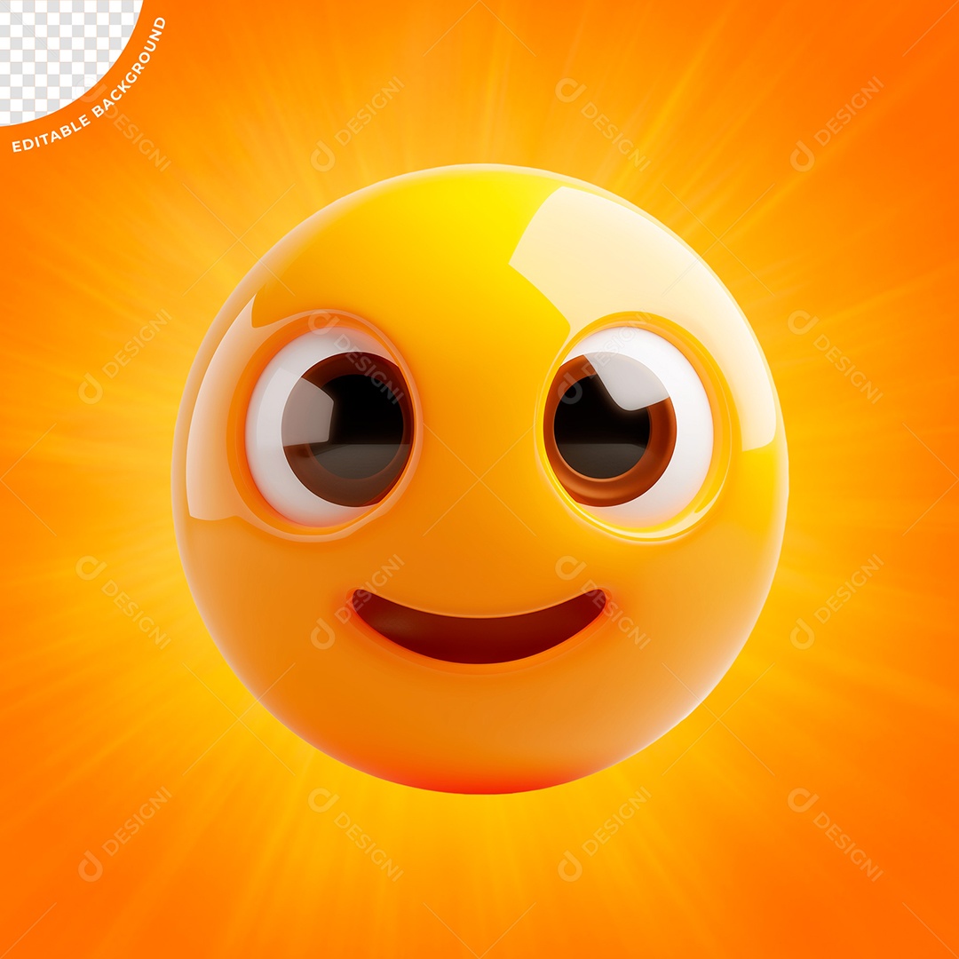 Emoji Feliz Elemento 3D para Composição PSD