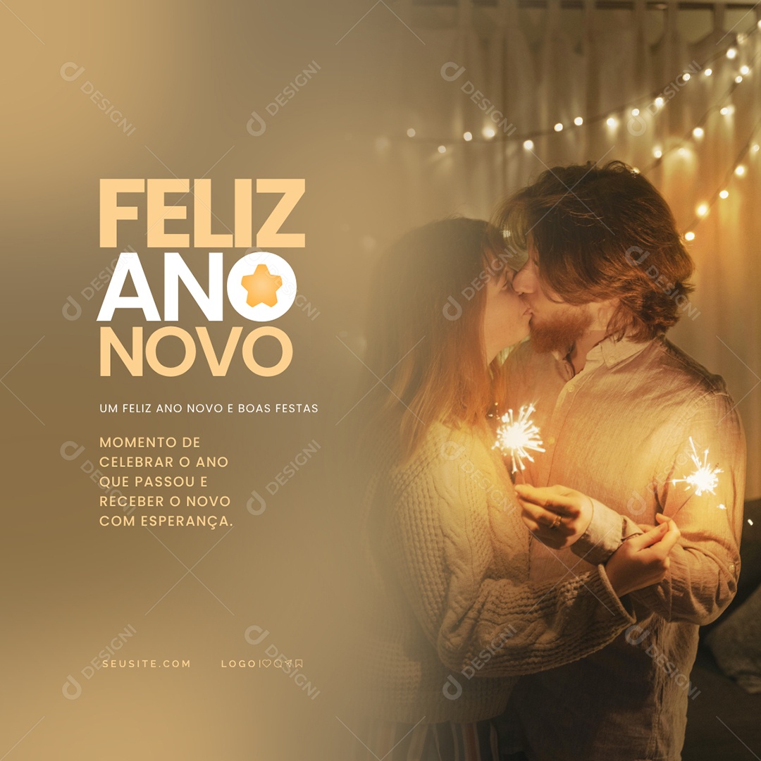 Feliz Ano Novo 01 de Janeiro Social Media PSD Editável