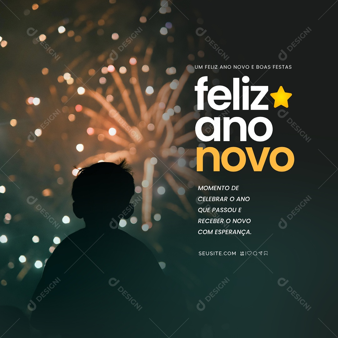 Feliz Ano Novo 01 de Janeiro Social Media PSD Editável