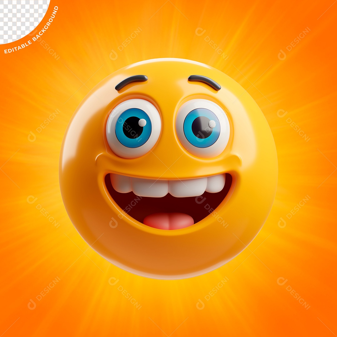 Emoji Sorrindo Elemento 3D para Composição PSD