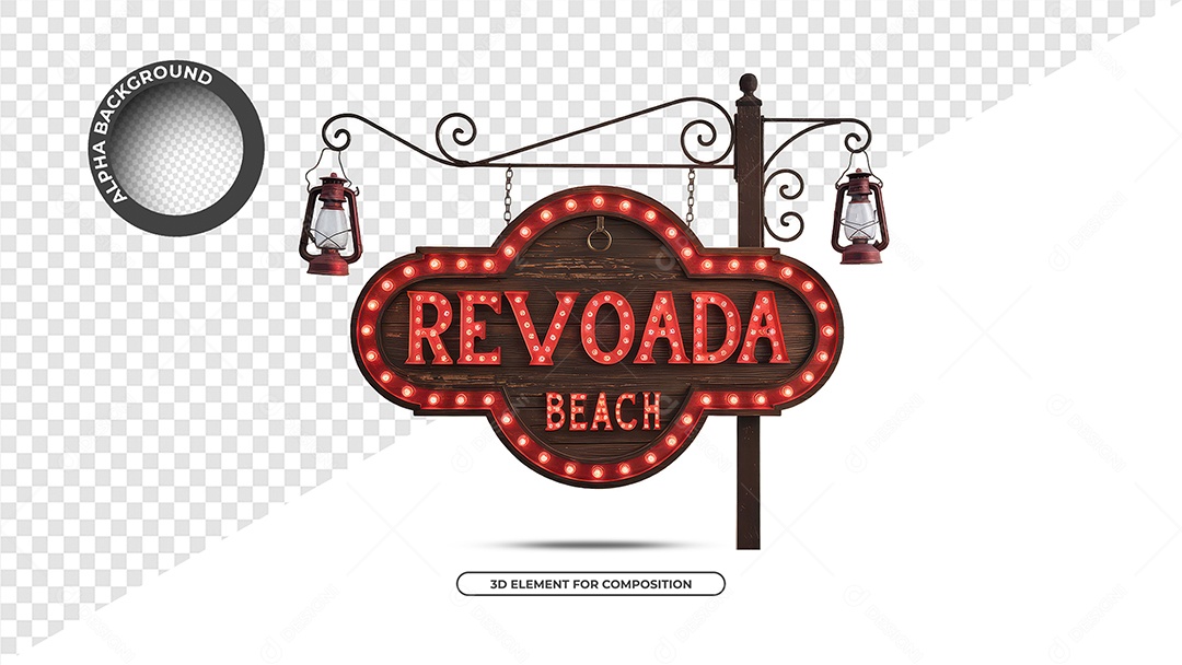 Revoada Beach Selo 3D Para Composição PSD