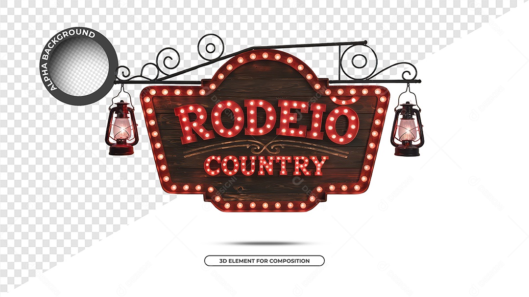 Rodeio Country Selo 3D Para Composição PSD