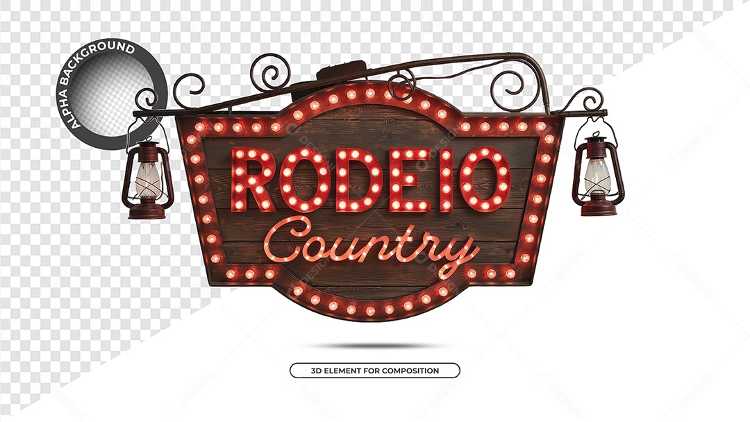 Rodeio Country Selo 3D Para Composição PSD