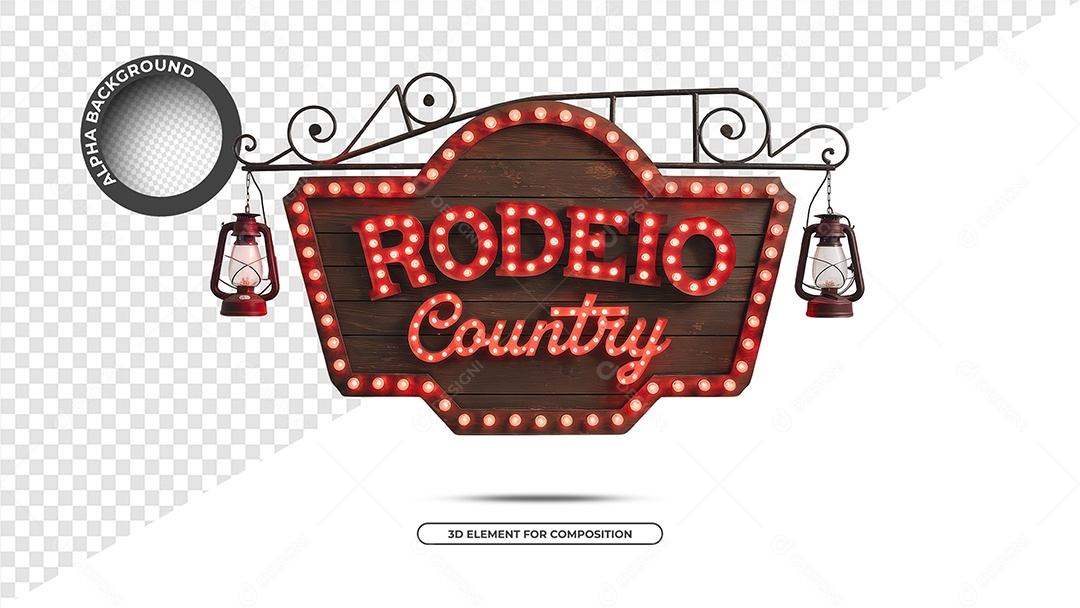 Rodeio Country Selo 3D Para Composição PSD