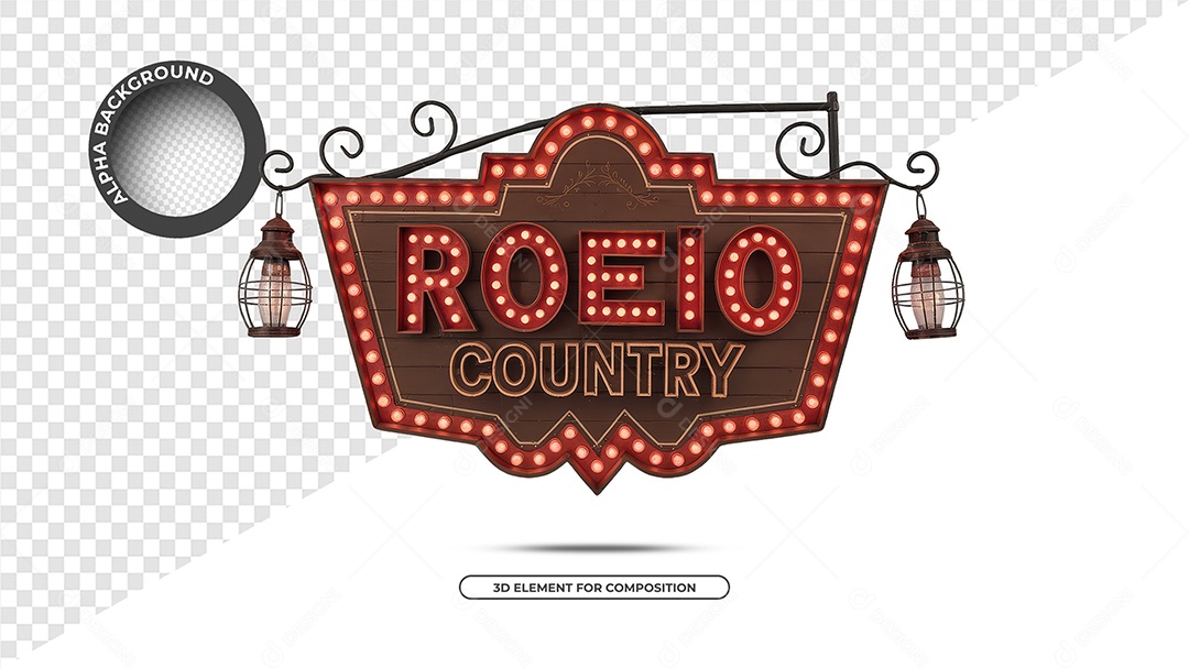 Rodeio Country Selo 3D Para Composição PSD