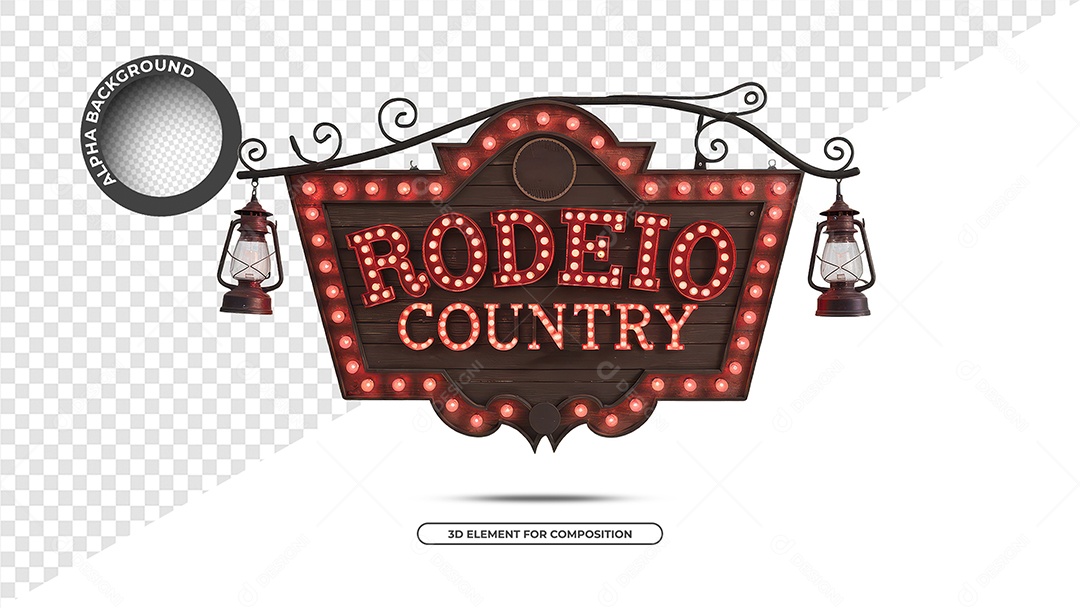 Rodeio Country Selo 3D Para Composição PSD