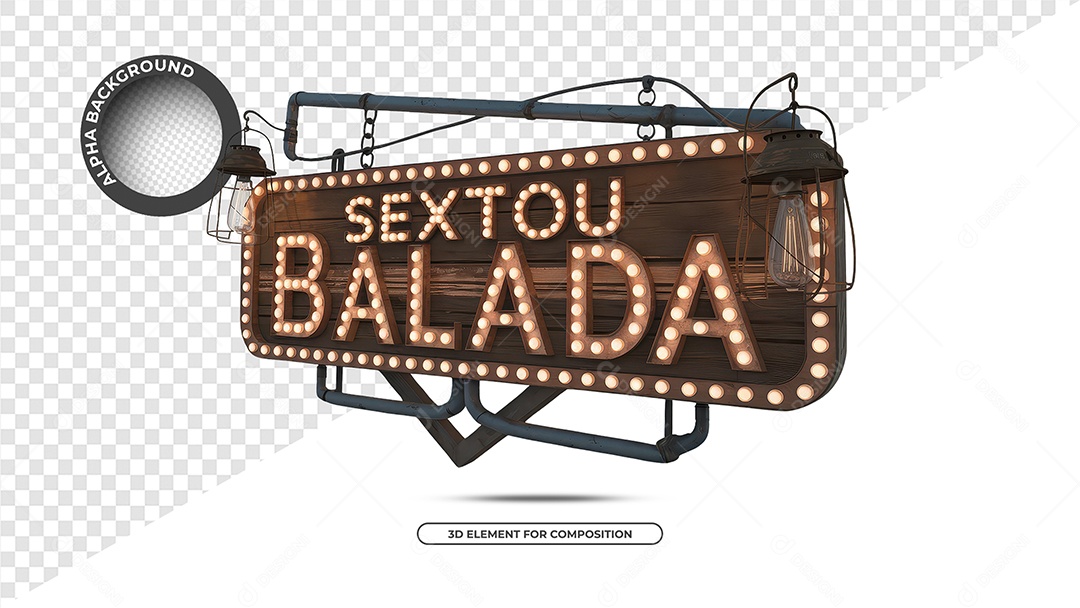 Sextou Balada Selo 3D Para Composição PSD