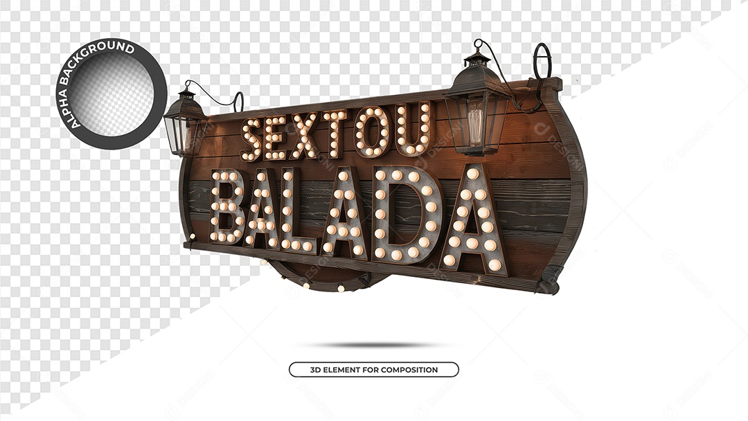 Sextou Balada Selo 3D Para Composição PSD