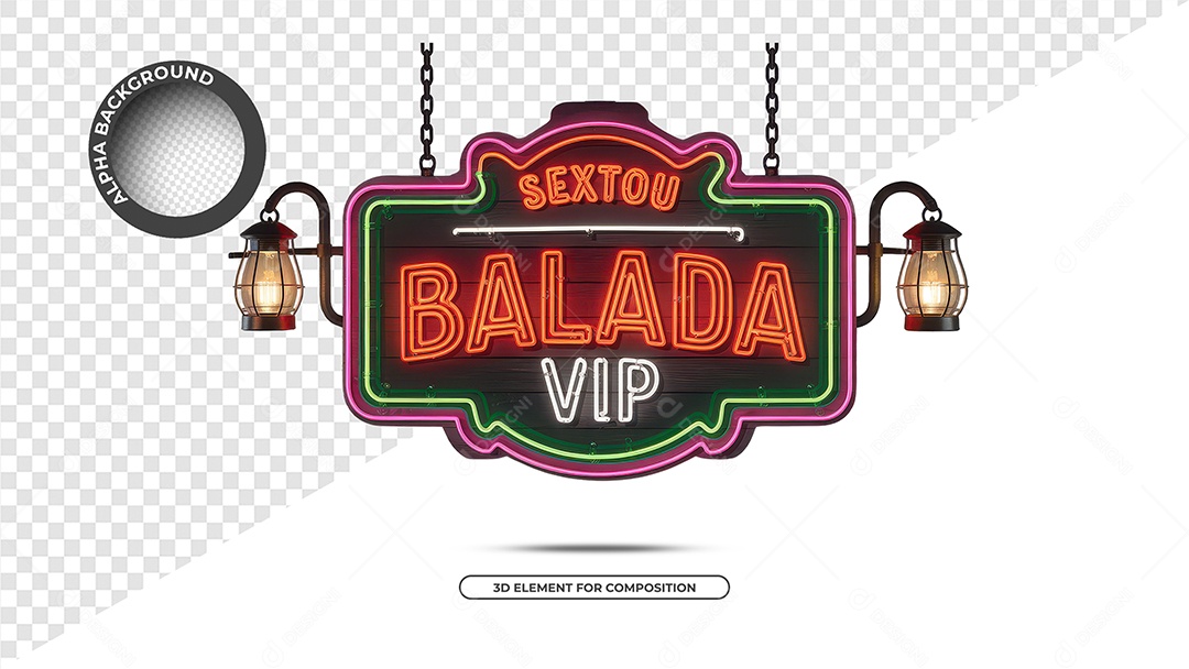 Sextou Balada Vip Selo 3D Para Composição PSD