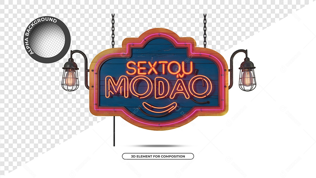 Sextou Modão Selo 3D Para Composição PSD