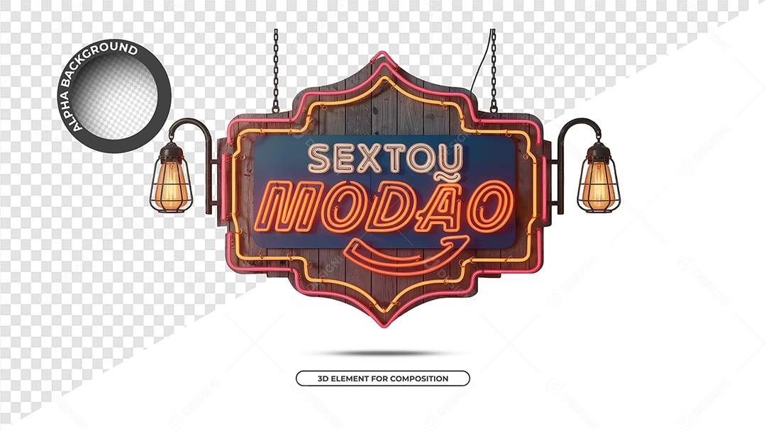 Sextou Modão Selo 3D Para Composição PSD