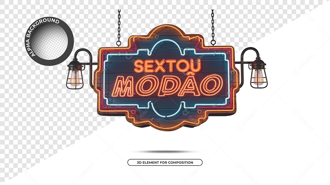 Sextou Modão Selo 3D Para Composição PSD
