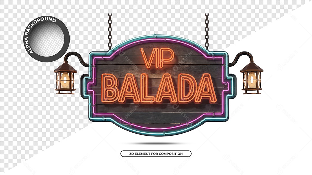 Vip Balada Selo 3D Para Composição PSD