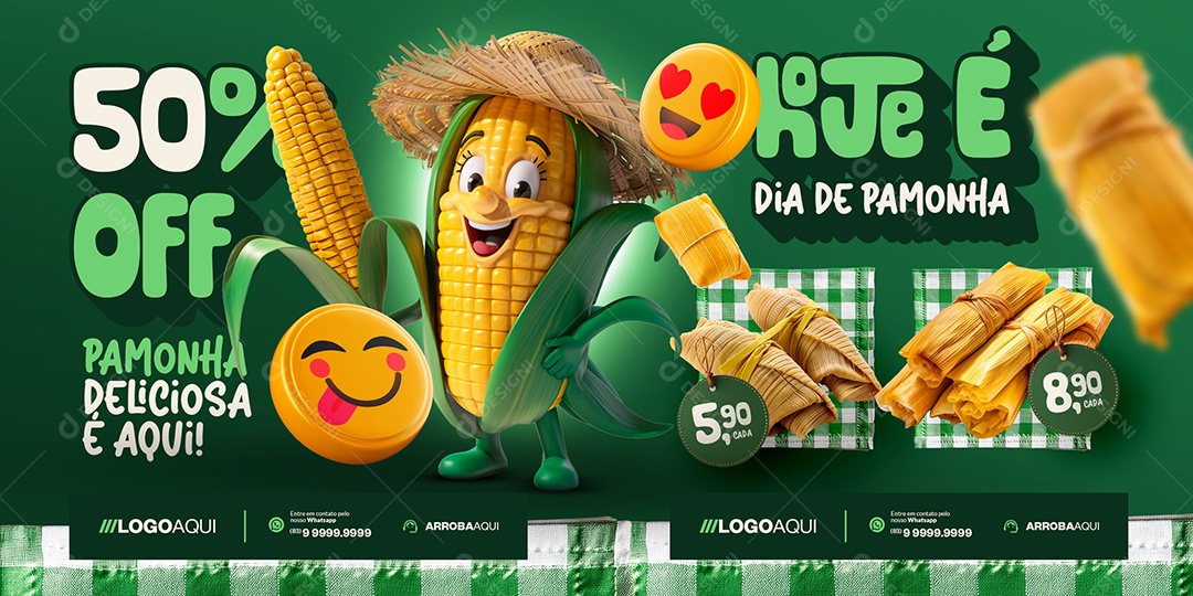 Carrossel Pamonharia Hoje é Dia de Pamonha Social Media PSD Editável