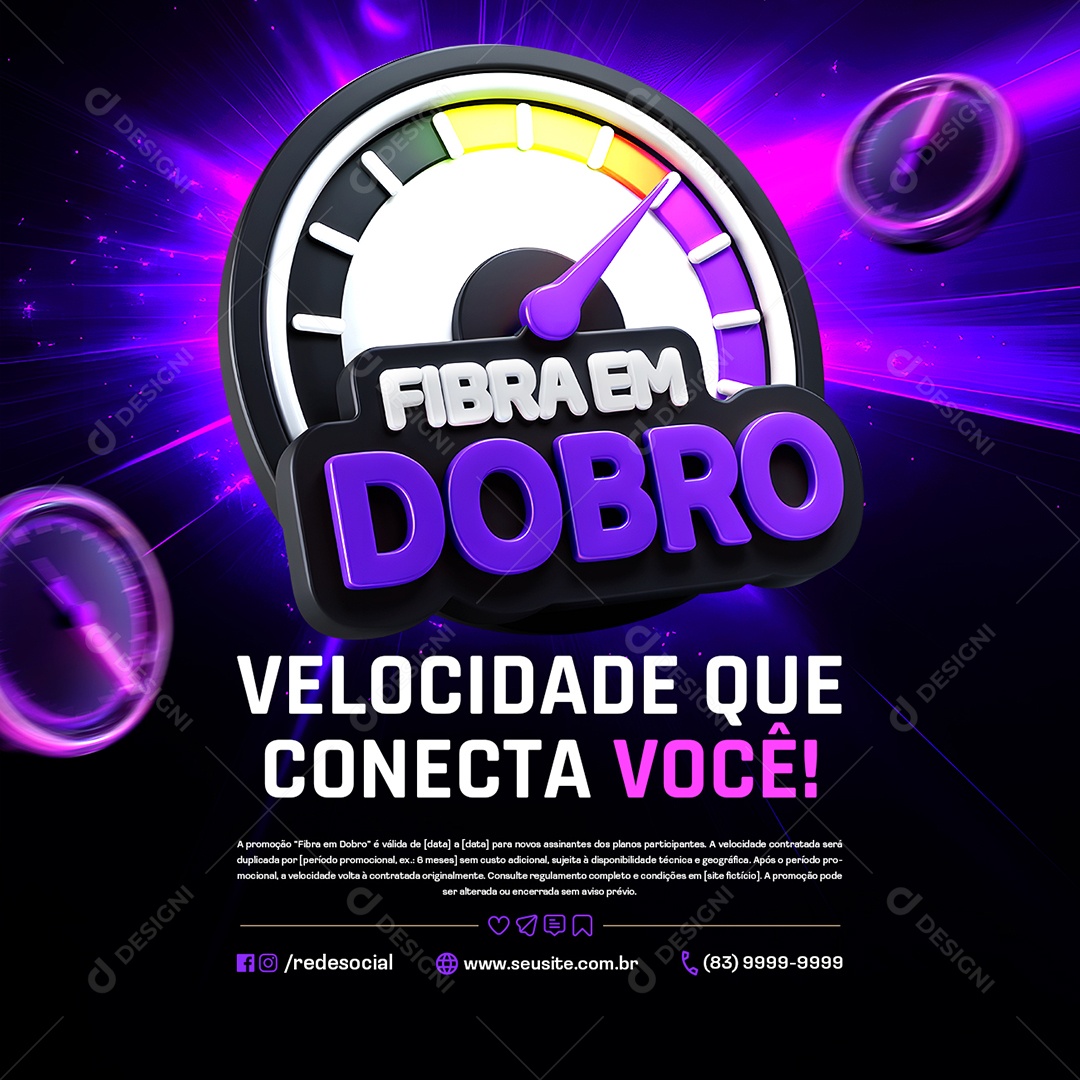 Fibra em Dobro Provedor de Internet Vecolidade Que Conecta Você Social Media PSD Editável