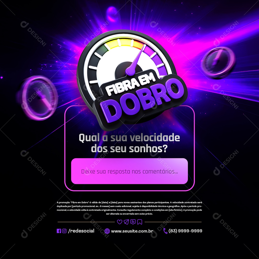 Fibra em Dobro Provedor de Internet Deixe sua Reposta nos Comentários Social Media PSD Editável