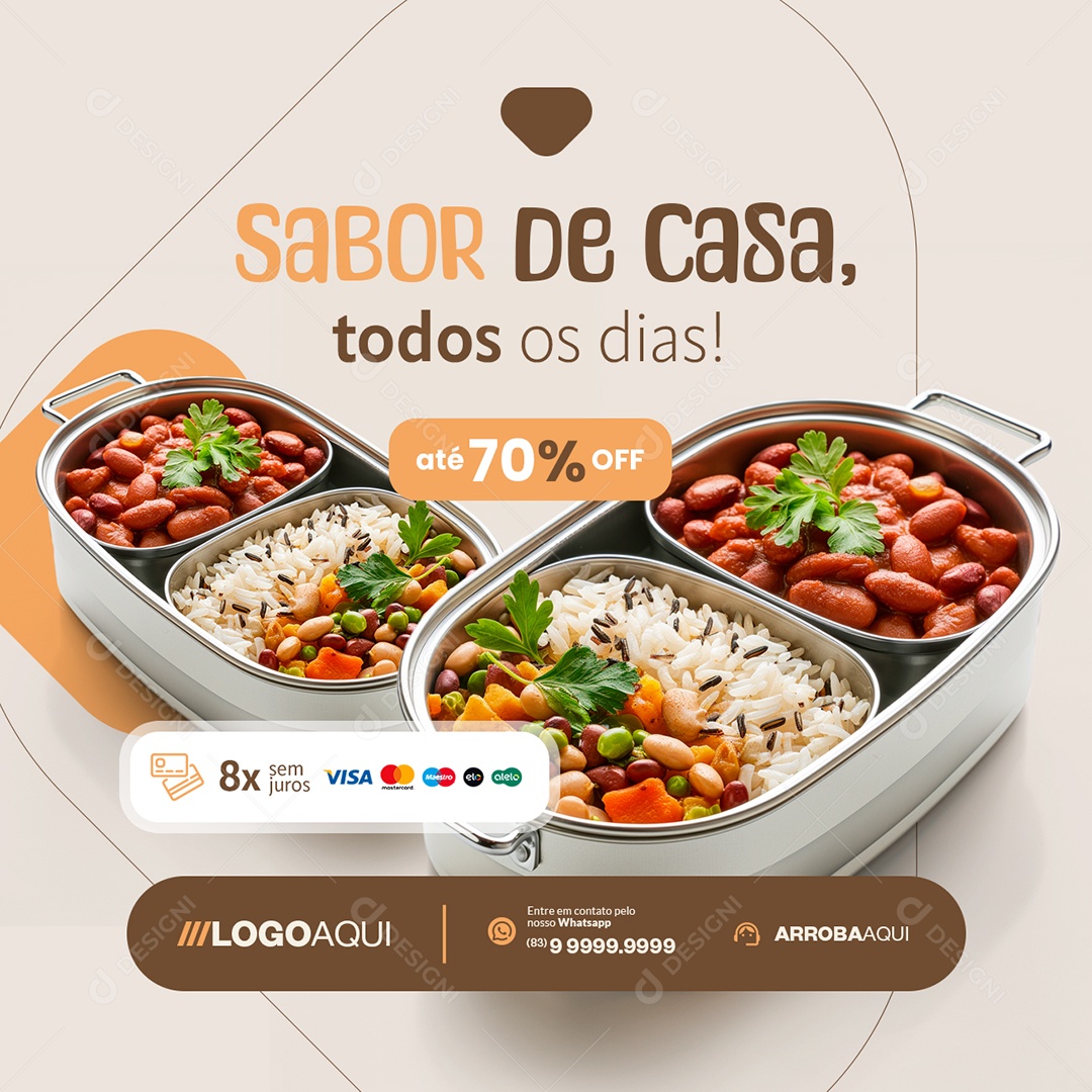 Marmitas Sabor de Casa Todos os Dias Social Media PSD Editável