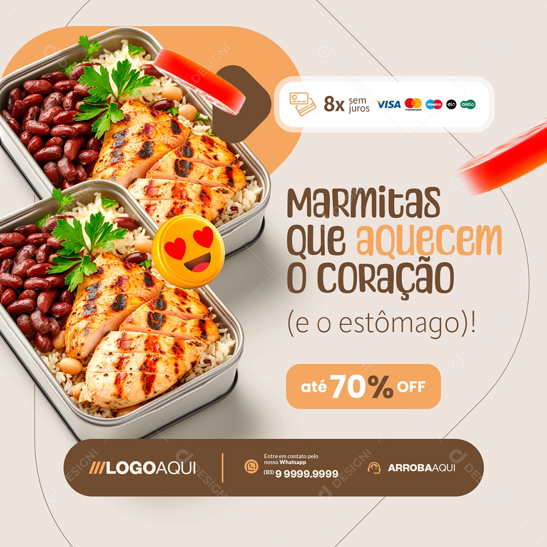 Marmitas Que Aqueçem o Coração Social Media PSD Editável