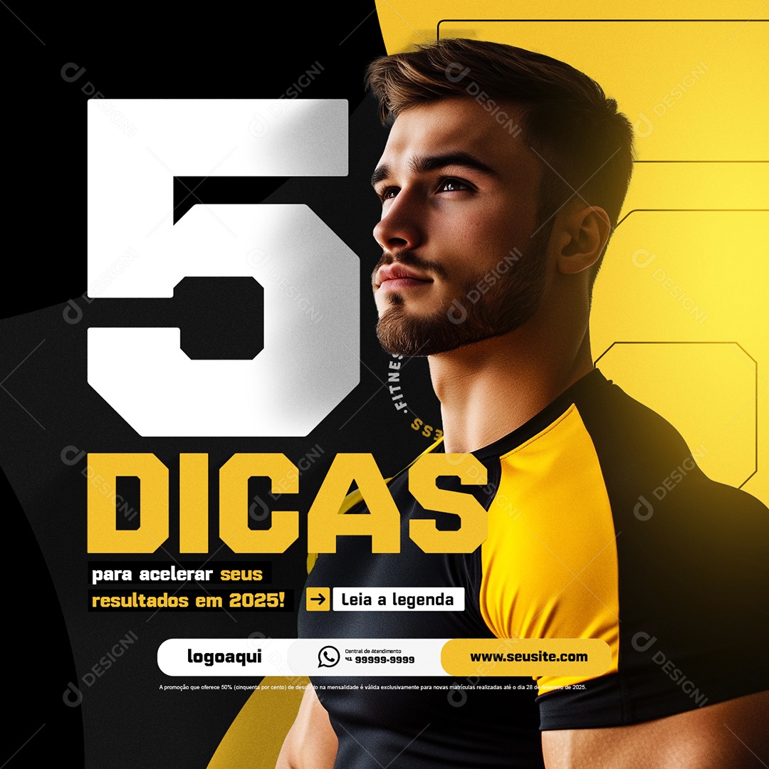 Academia Cinco Dicas para Acelerar seus Resultados Social Media PSD Editável