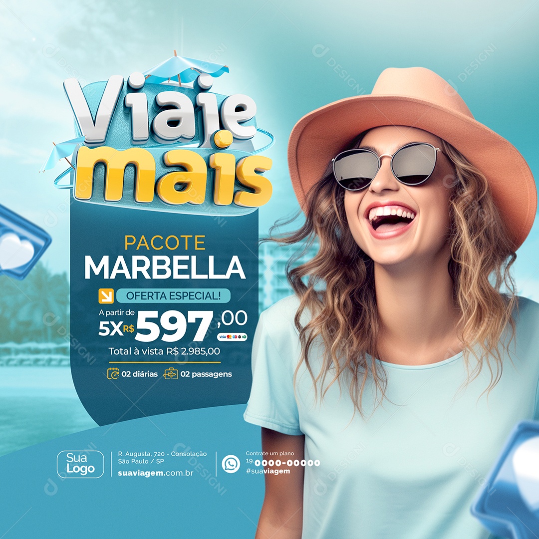 Agência de Viagens Viaje Mais Pacote Marbella Social Media PSD Editável