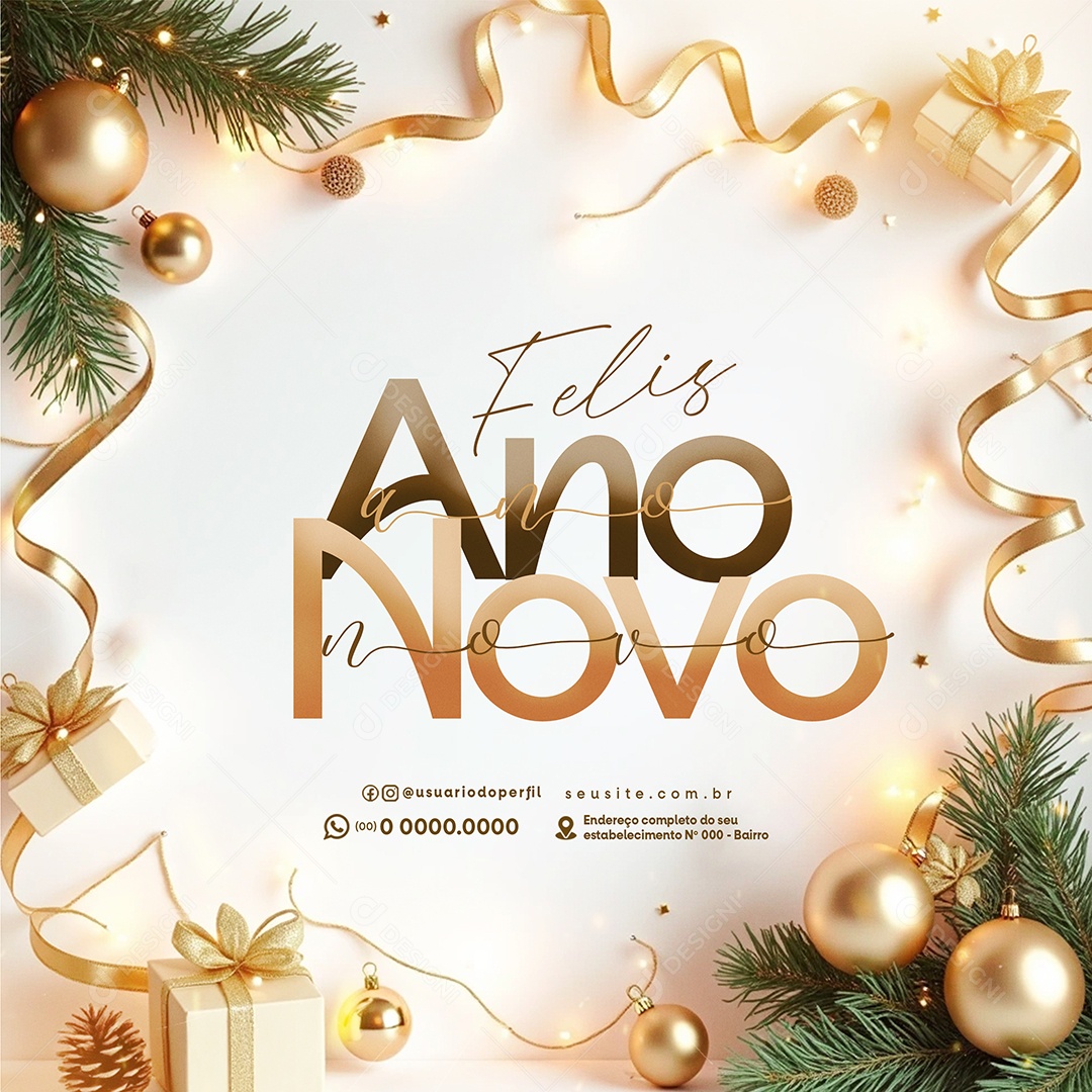Feliz Ano Novo 01 de Janeiro Social Media PSD Editável
