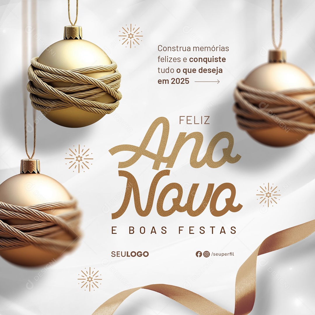 Feliz Ano Novo e Boas Festas Social Media PSD Editável