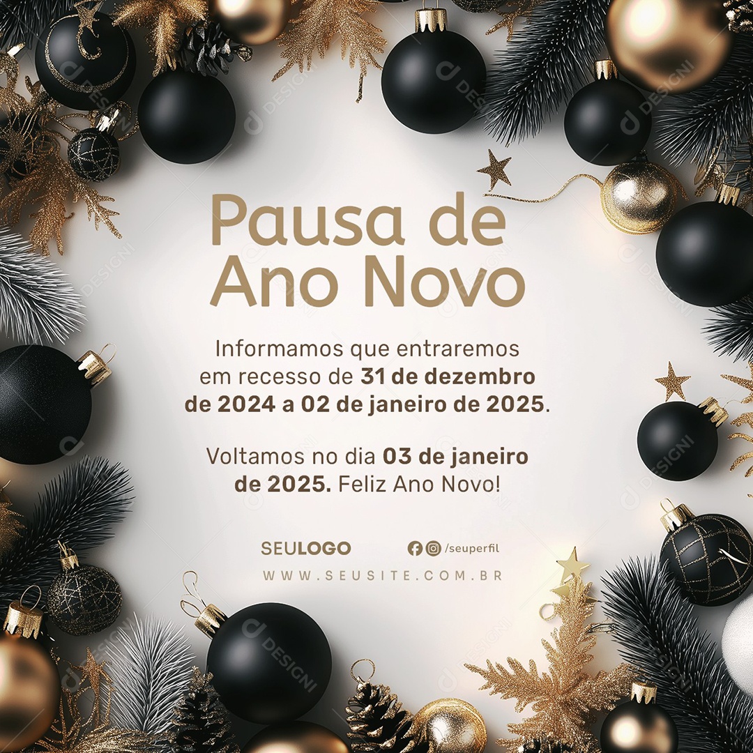 Pausa de Ano Novo Social Media PSD Editável