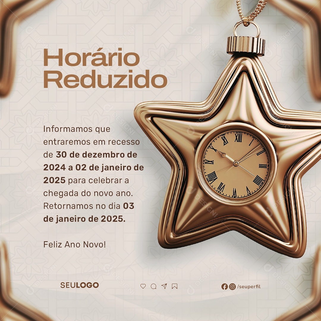 Horário Reduzido Social Media PSD Editável