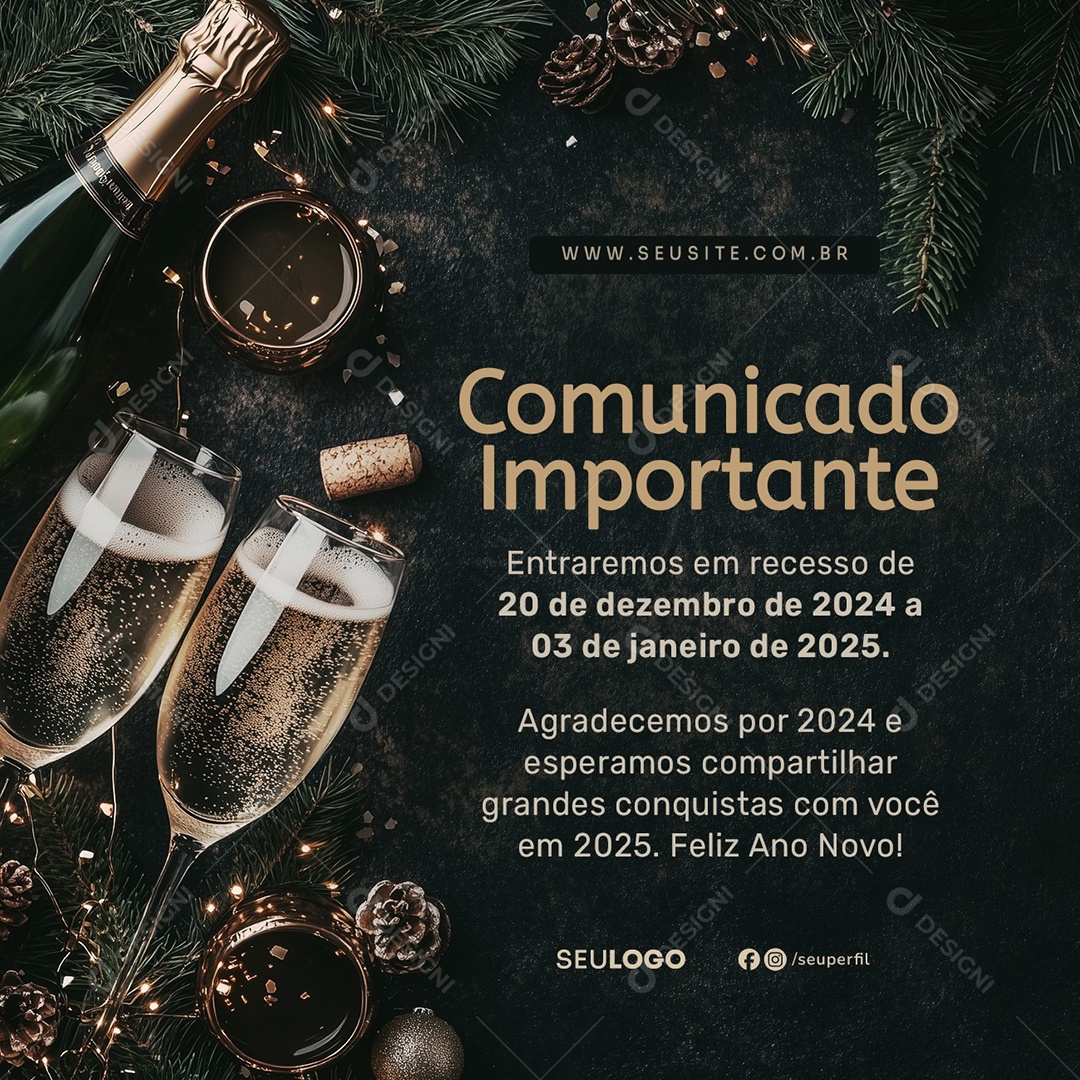 Comunicado Important Social Media PSD Editable