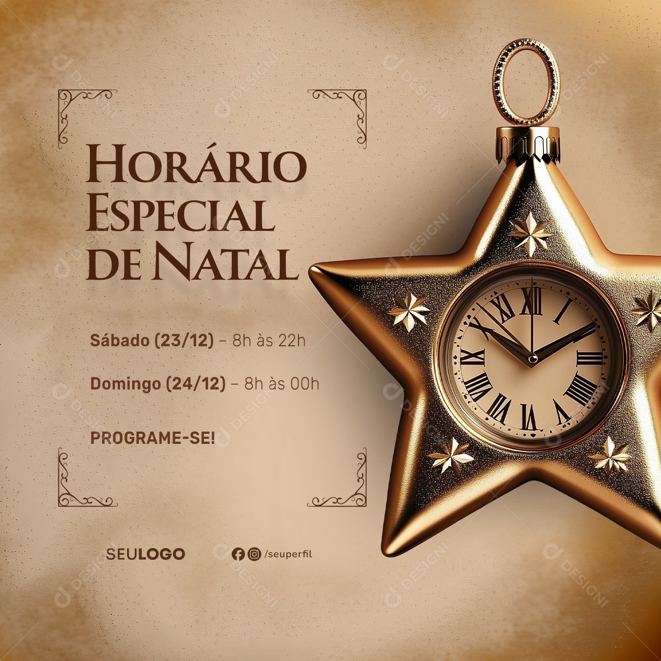 Horário Especial de Natal Social Media PSD Editável