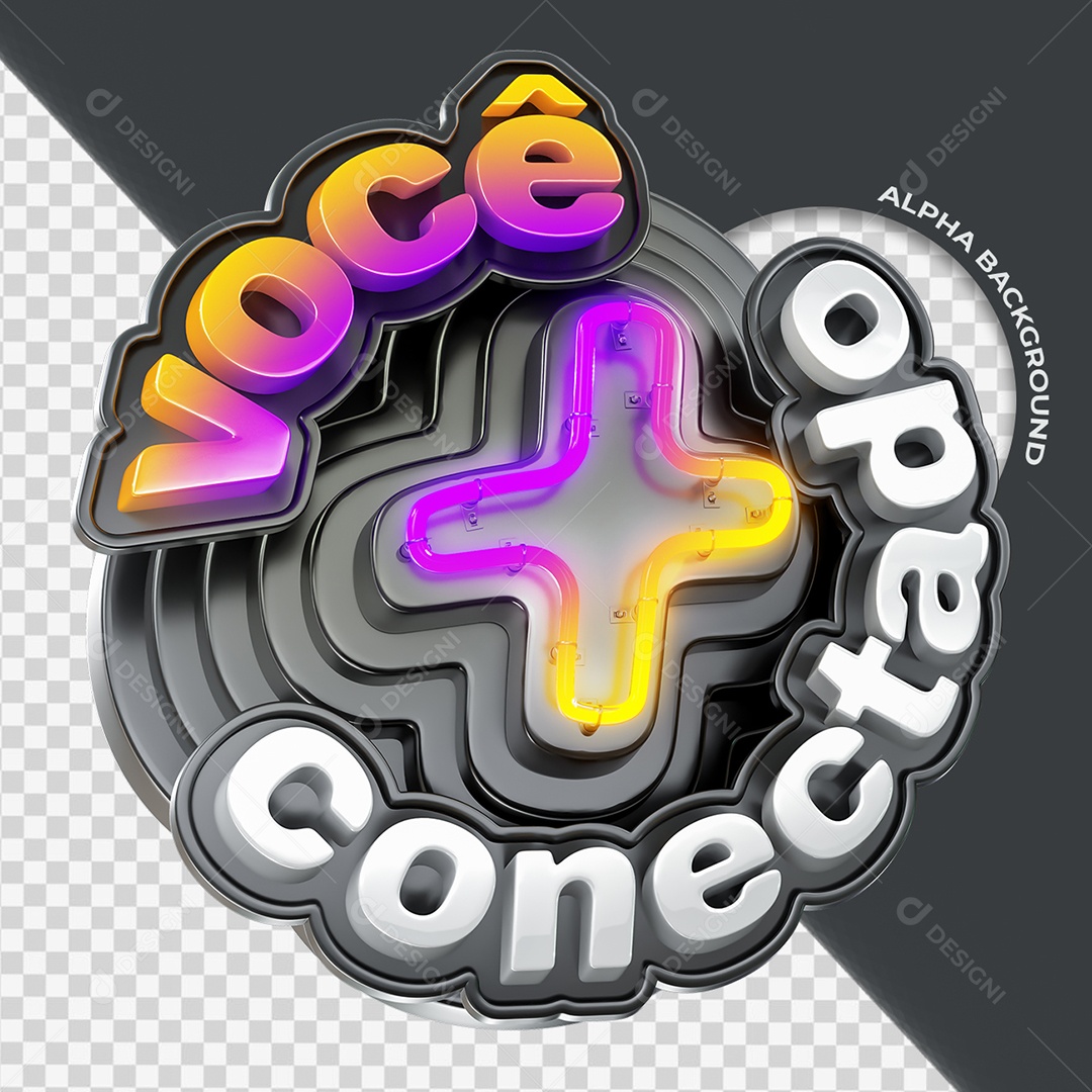 Você Mais Conectado Selo 3D para Composição PSD