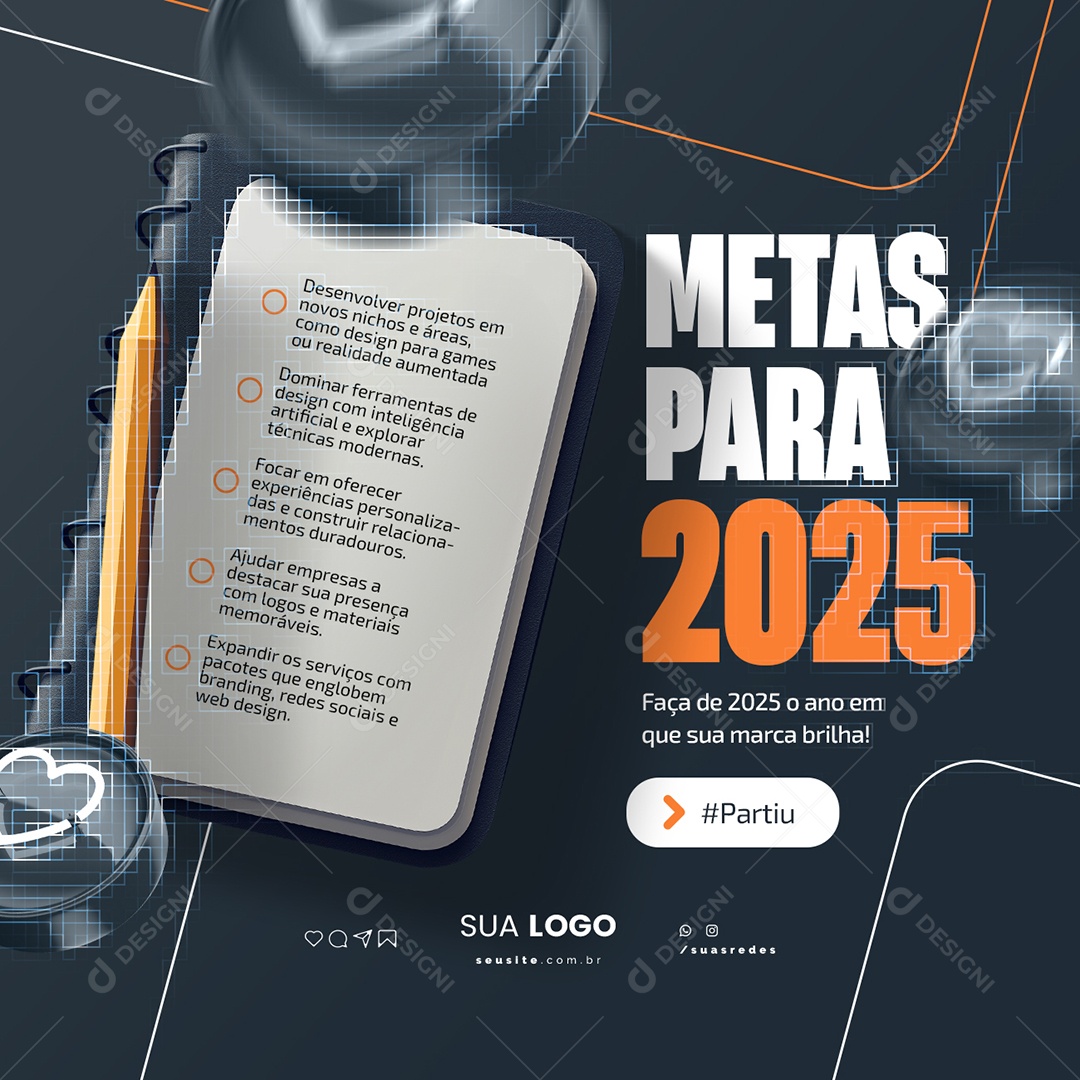 Designer Gráfico Faça de 2025 o Ano em Que Sua Marca Brilha Social Media PSD Editável