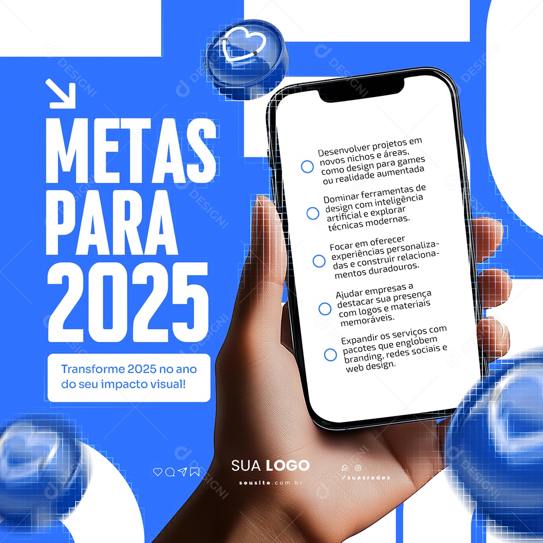 Designer Gráfico Metas para 2025 Transforme Social Media PSD Editável