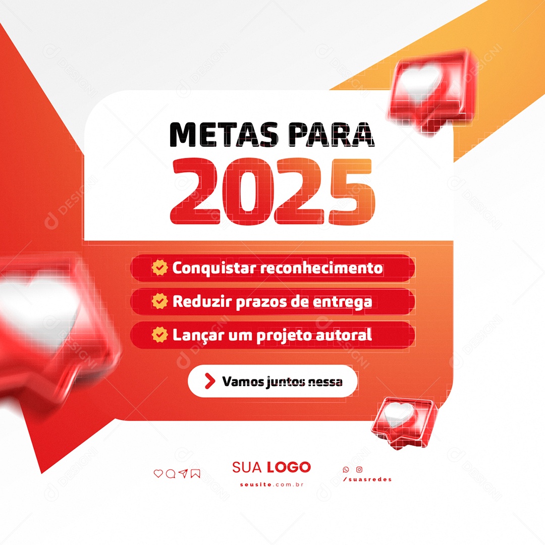 Designer Gráfico Metas para 2025 Social Media PSD Editável