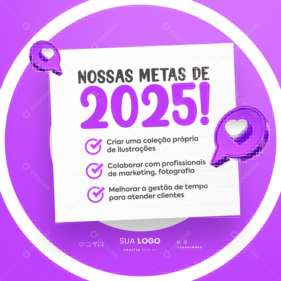 Designer Gráfico Nossas Metas De 2025 Social Media PSD Editável