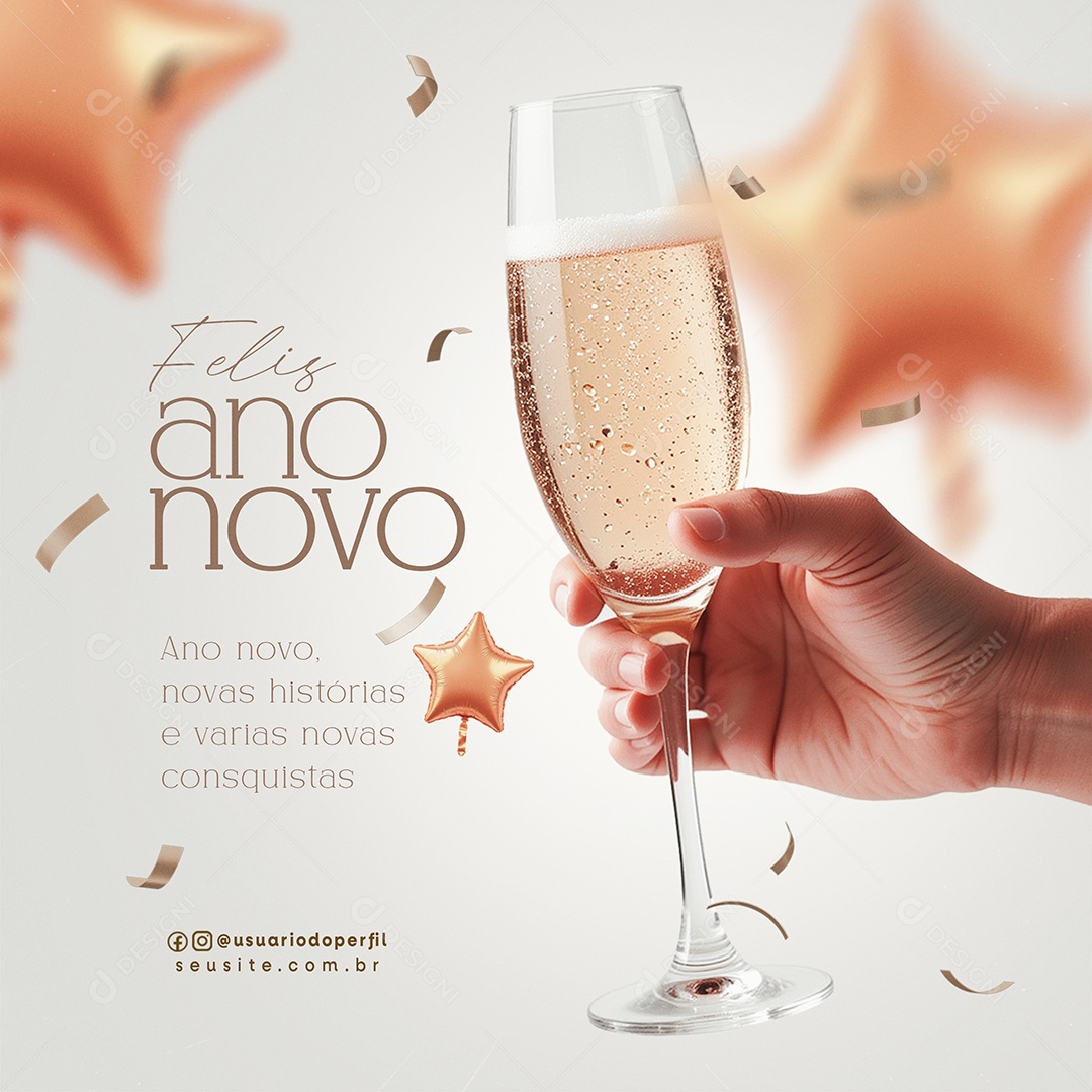 Feliz Ano Novo 01 de Janeiro Social Media PSD Editável