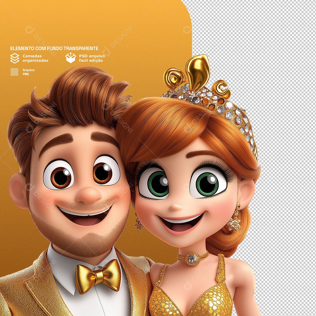 Personagem 3D Curtindo Virada de Ano para Composição PSD