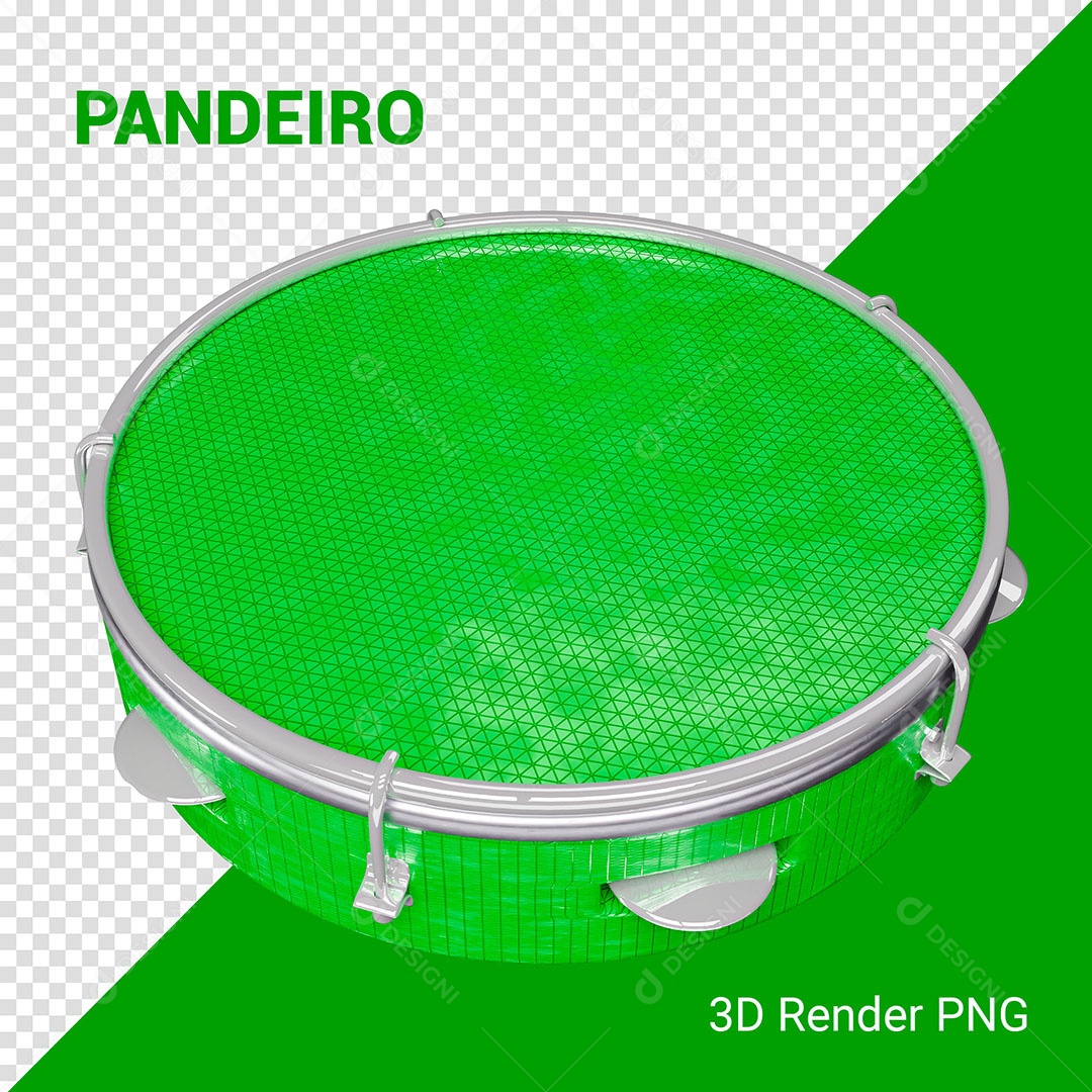 Elemento 3D Pandeiro Para Composição PSD