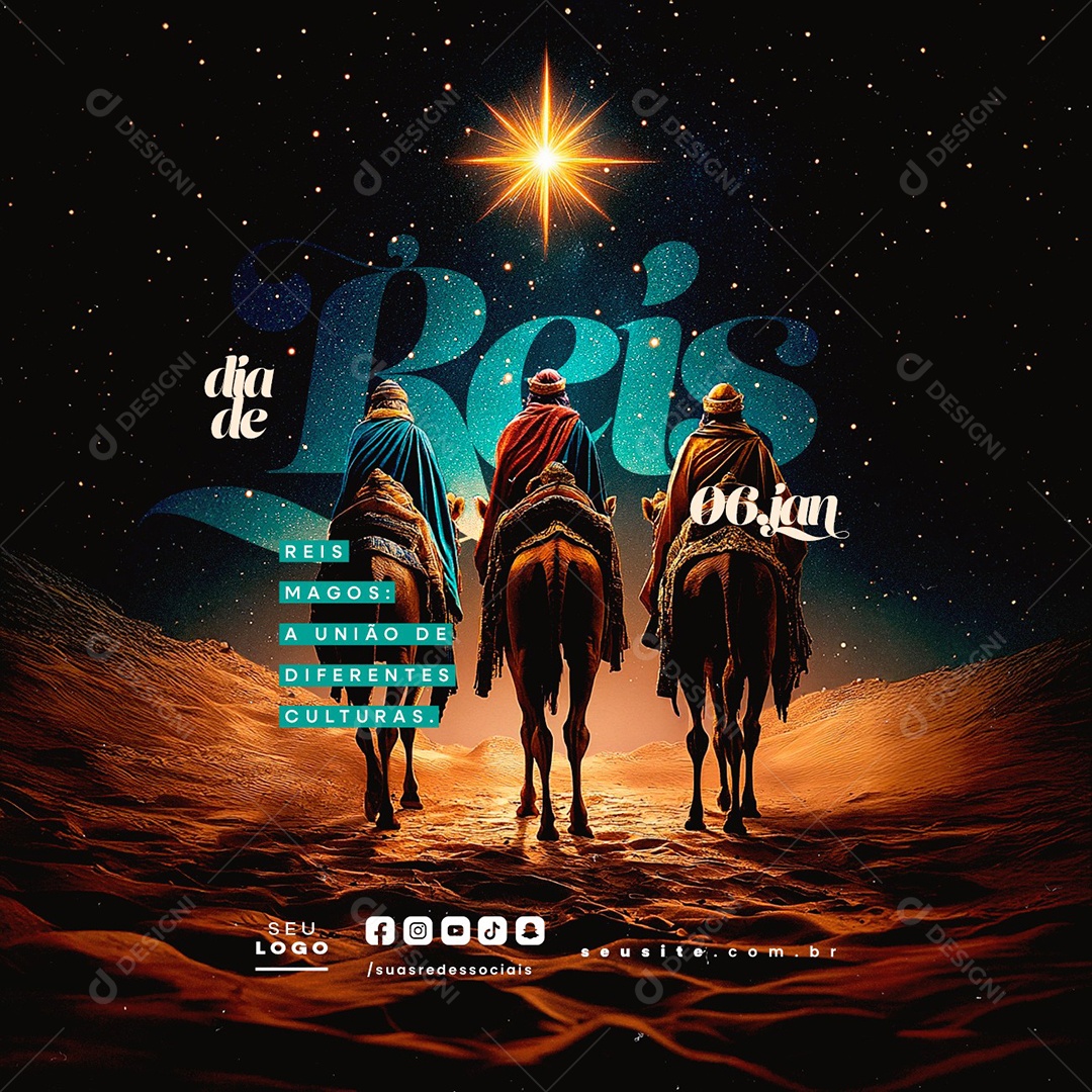 Dia de Reis 06 de Janeiro Social Media PSD Editável