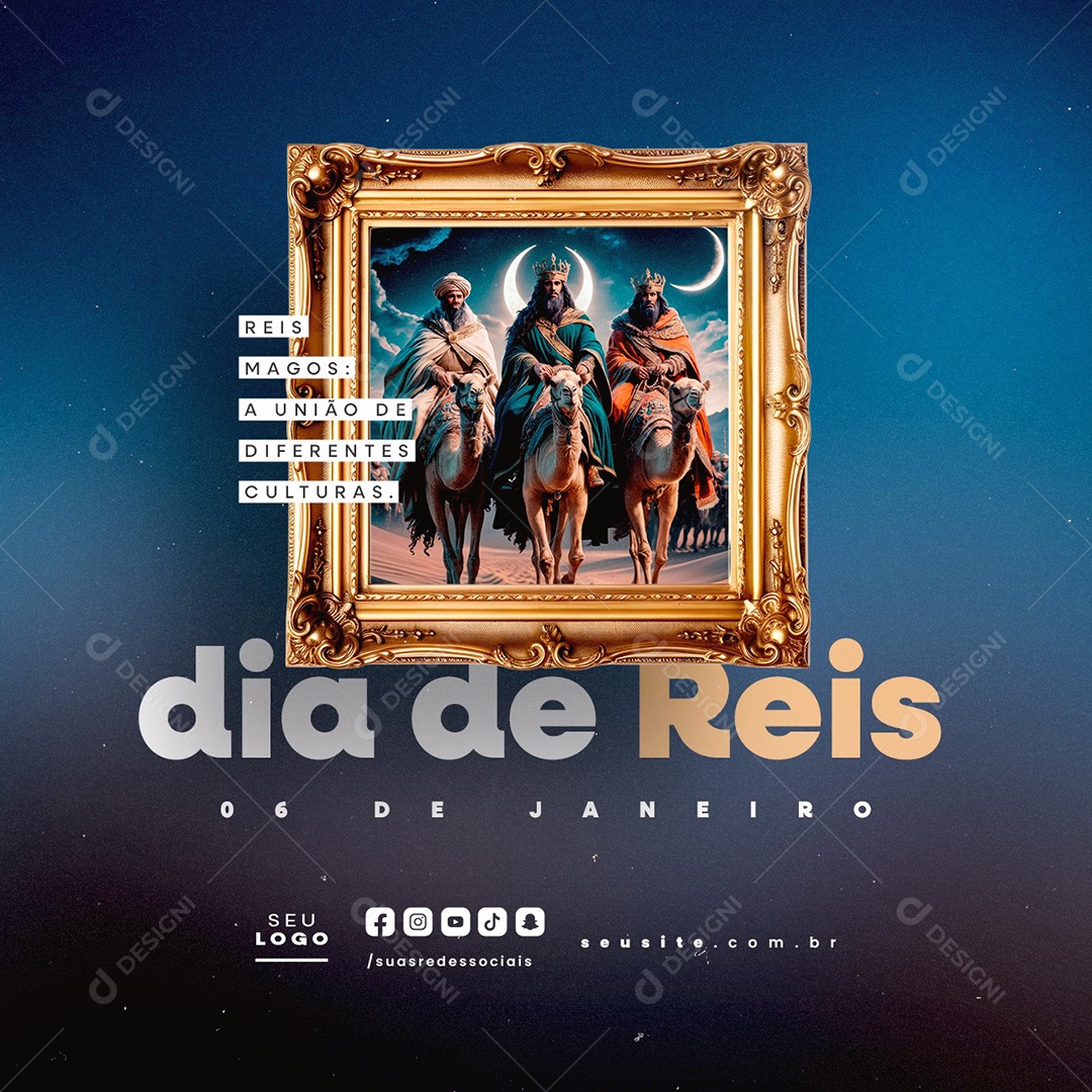 Dia de Reis 06 de Janeiro Reis Magos Social Media PSD Editável