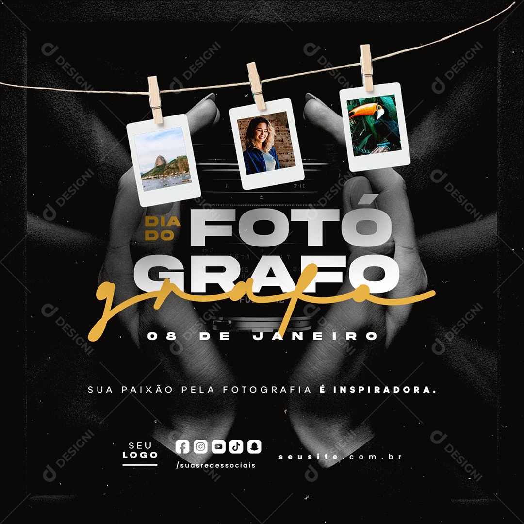 Dia do Fotográfo 08 de Janeiro Social Media PSD Editável