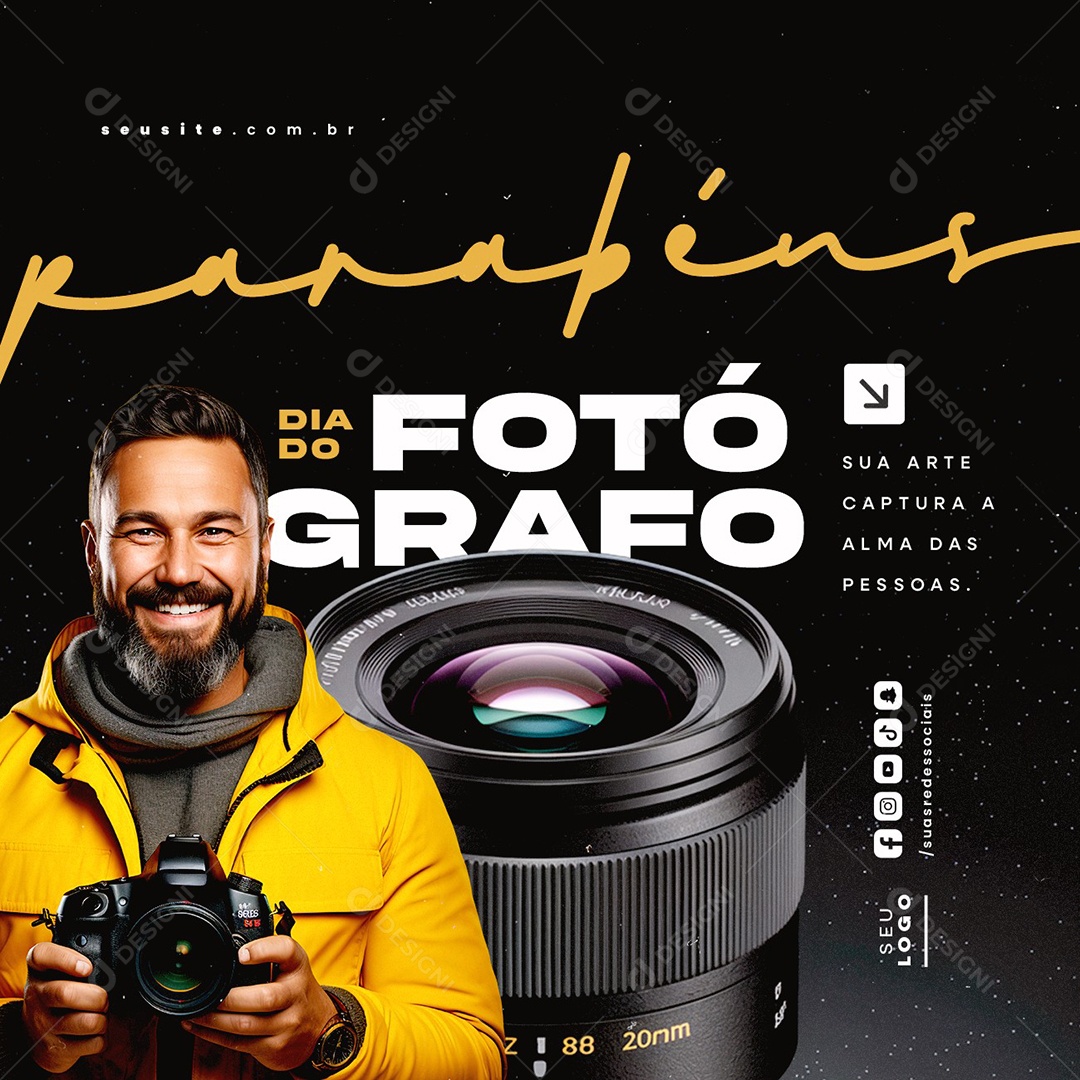 Dia do Fotográfo 08 de Janeiro Sua Arte Captura a Alma das Pessoas Social Media PSD Editável