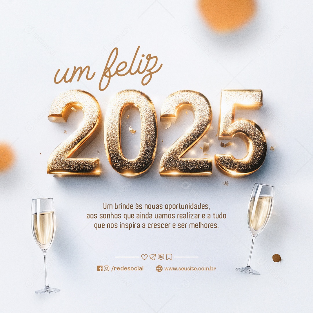 Um Feliz 2025 Ano Novo 01 de Janeiro Social Media PSD Editável