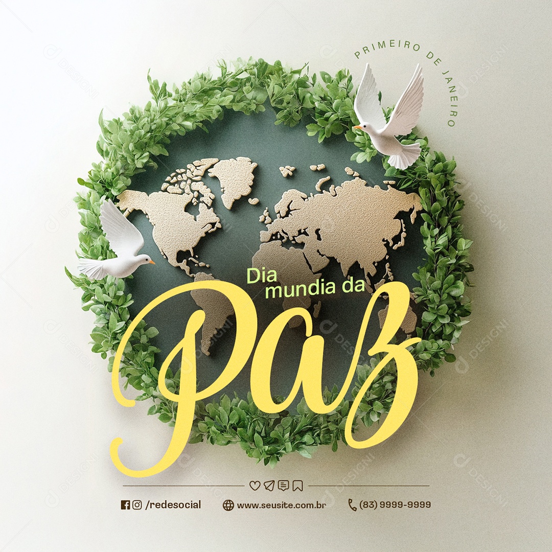Social Media Dia Mundial da Paz 01 de Janeiro PSD Editável