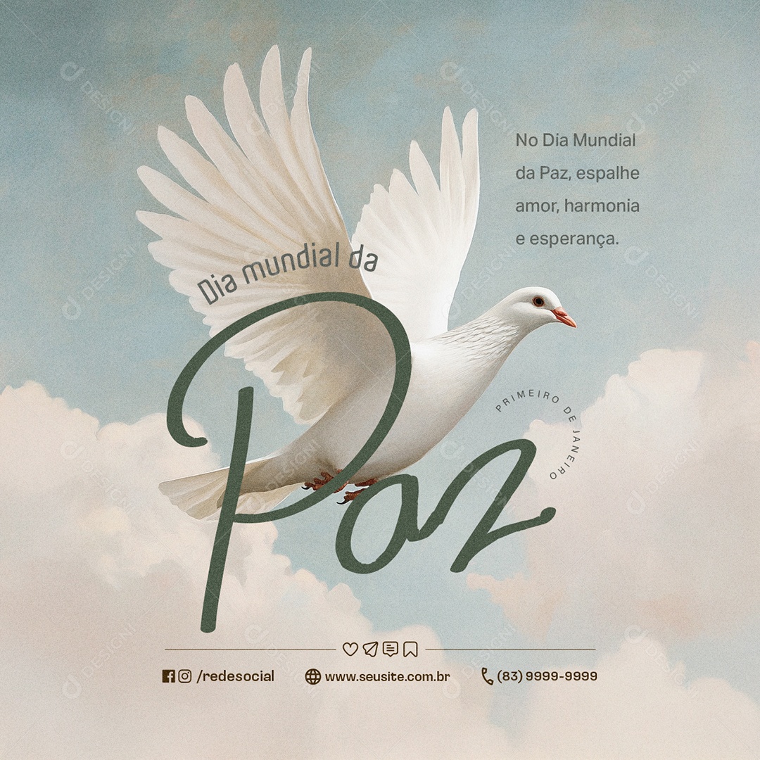 Dia Mundial da Paz 01 de Janeiro Social Media PSD Editável